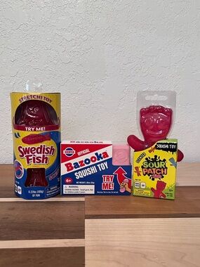 Food Scented Squishy Toys Swedish Fish | Bazooka Gum | Sour Patch Kids Bundle